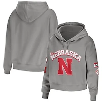 WEAR by Erin Andrews Nebraska Huskers Mixed Media Cropped Pullover Hoodie