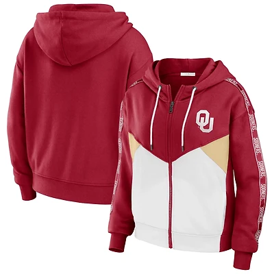 WEAR by Erin Andrews Oklahoma Sooners Colorblock Full-Zip Hoodie Jacket