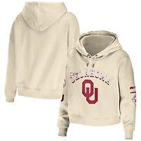 WEAR by Erin Andrews Oklahoma Sooners Mixed Media Cropped Pullover Hoodie