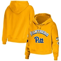 WEAR by Erin Andrews Pitt Panthers Mixed Media Cropped Pullover Hoodie