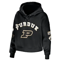 WEAR by Erin Andrews Purdue Boilermakers Mixed Media Cropped Pullover Hoodie