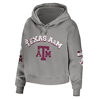 WEAR by Erin Andrews Texas AM Aggies Mixed Media Cropped Pullover Hoodie