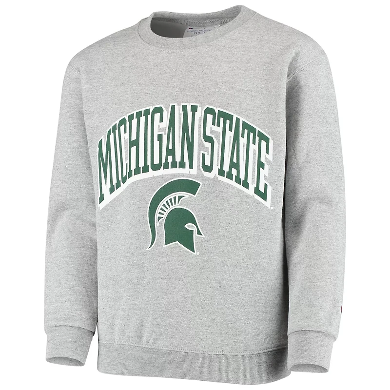 Youth Champion Heathered Gray Michigan State Spartans Powerblend Fleece Sweatshirt