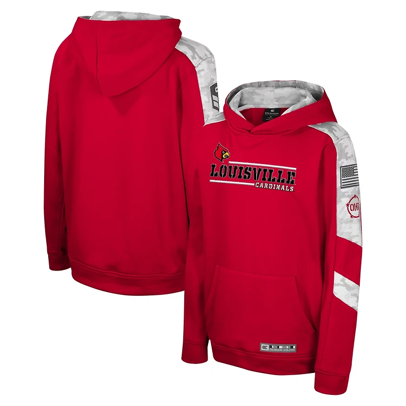 Youth Colosseum Louisville Cardinals OHT Military Appreciation Cyclone Digital Camo Pullover Hoodie