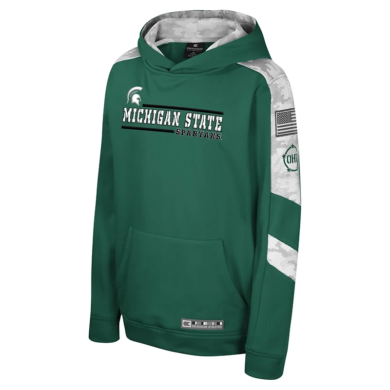 Youth Colosseum Michigan State Spartans OHT Military Appreciation Cyclone Digital Camo Pullover Hoodie