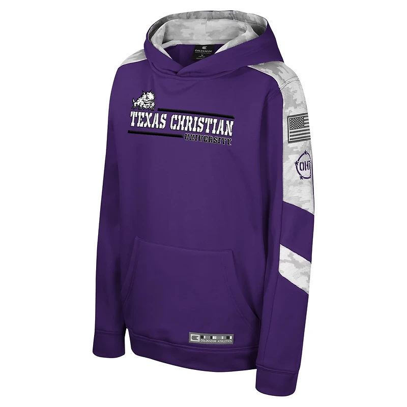 Youth Colosseum TCU Horned Frogs OHT Military Appreciation Cyclone Digital Camo Pullover Hoodie
