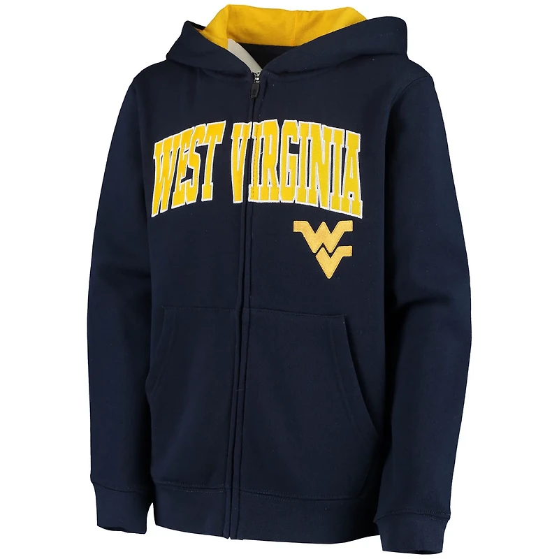 Youth West Virginia Mountaineers Applique Arch  Logo Full-Zip Hoodie