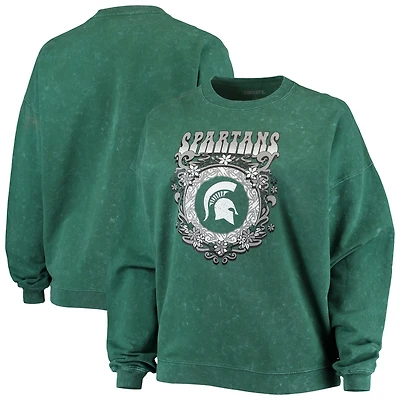 ZooZatz Michigan State Spartans Garment Wash Oversized Vintage Pullover Sweatshirt