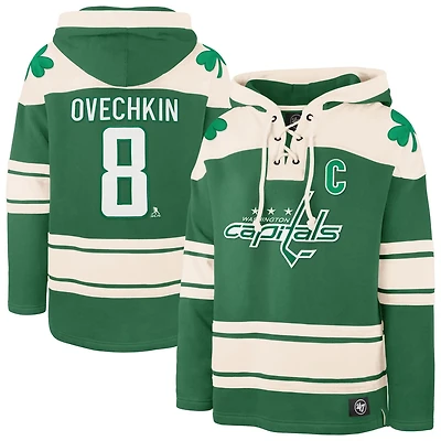 '47 Alexander Ovechkin Kelly Washington Capitals St Patrick's Day Player Name  Number Lacer Pullover Hoodie