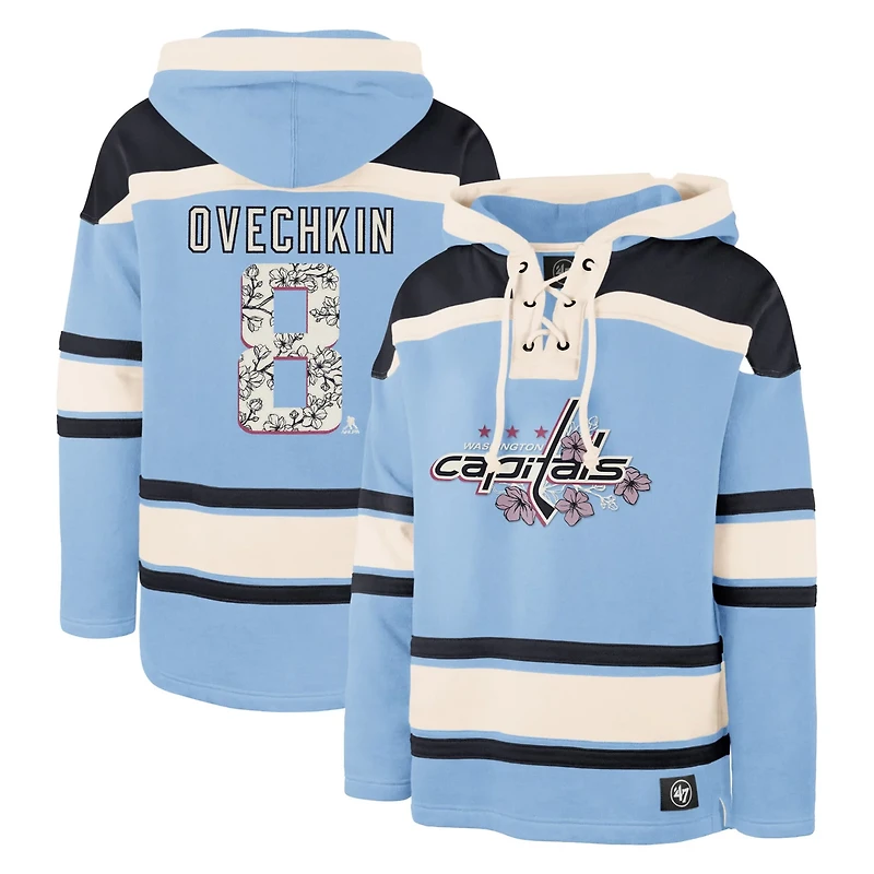 '47 Alexander Ovechkin Light Washington Capitals Cherry Blossom Player Name Number Lacer Pullover Hoodie