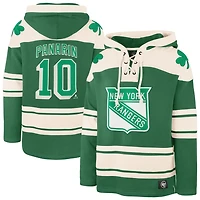 '47 Artemi Panarin Kelly New York Rangers St Patrick's Day Player Name  Number Lacer Pullover Hoodie