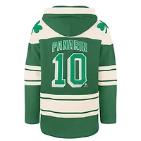 '47 Artemi Panarin Kelly New York Rangers St Patrick's Day Player Name  Number Lacer Pullover Hoodie