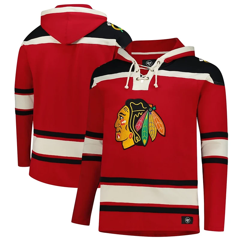 '47 Chicago Blackhawks Big  Tall Superior Lacer Fleece Pullover Hoodie