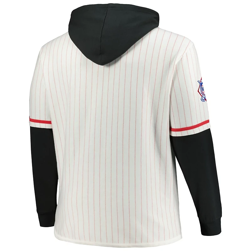 '47 Cincinnati Reds Big Tall Pinstripe Double Header Collection Pullover Hoodie