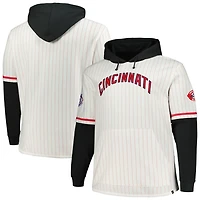 '47 Cincinnati Reds Big  Tall Pinstripe Double Header Collection Pullover Hoodie