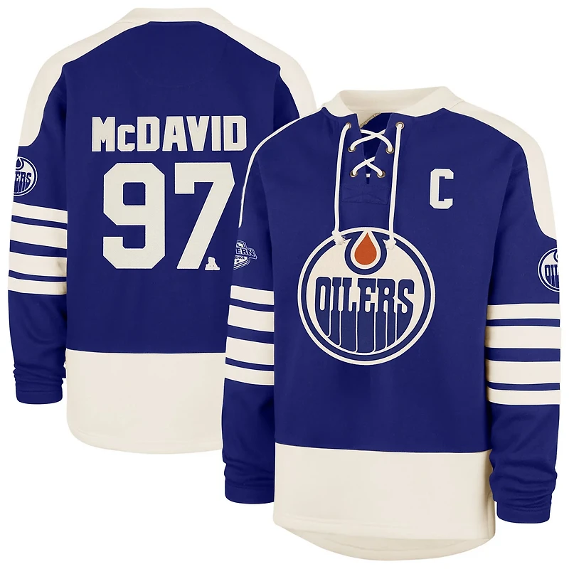 '47 Connor McDavid Edmonton Oilers Player Name Number Sweep Check Eternal Lacer Sweatshirt
