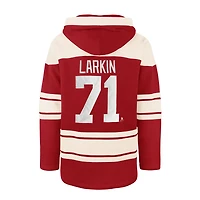 '47 Dylan Larkin Detroit Wings Captain Patch Player Name  Number Lacer Pullover Hoodie