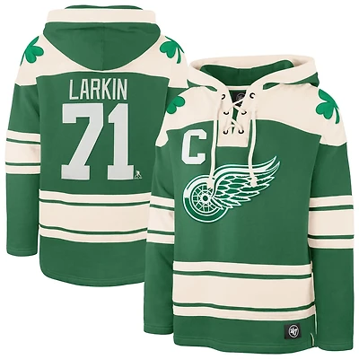'47 Dylan Larkin Kelly Detroit Red Wings St Patrick's Day Player Name  Number Lacer Pullover Hoodie