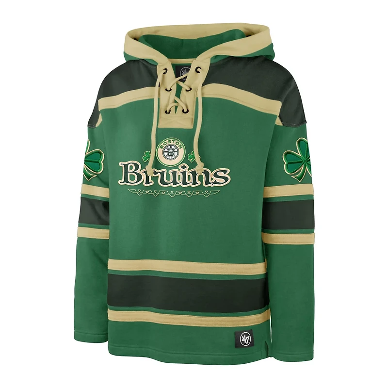 '47 Kelly Boston Bruins St Patrick's Day McLucky Superior Lacer Pullover Hoodie