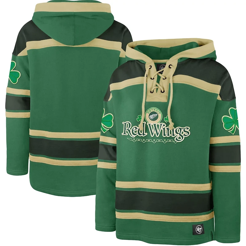 '47 Kelly Detroit Red Wings St Patrick's Day McLucky Superior Lacer Pullover Hoodie