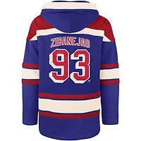 '47 Mika Zibanejad New York Rangers Player Name  Number Lacer Pullover Hoodie