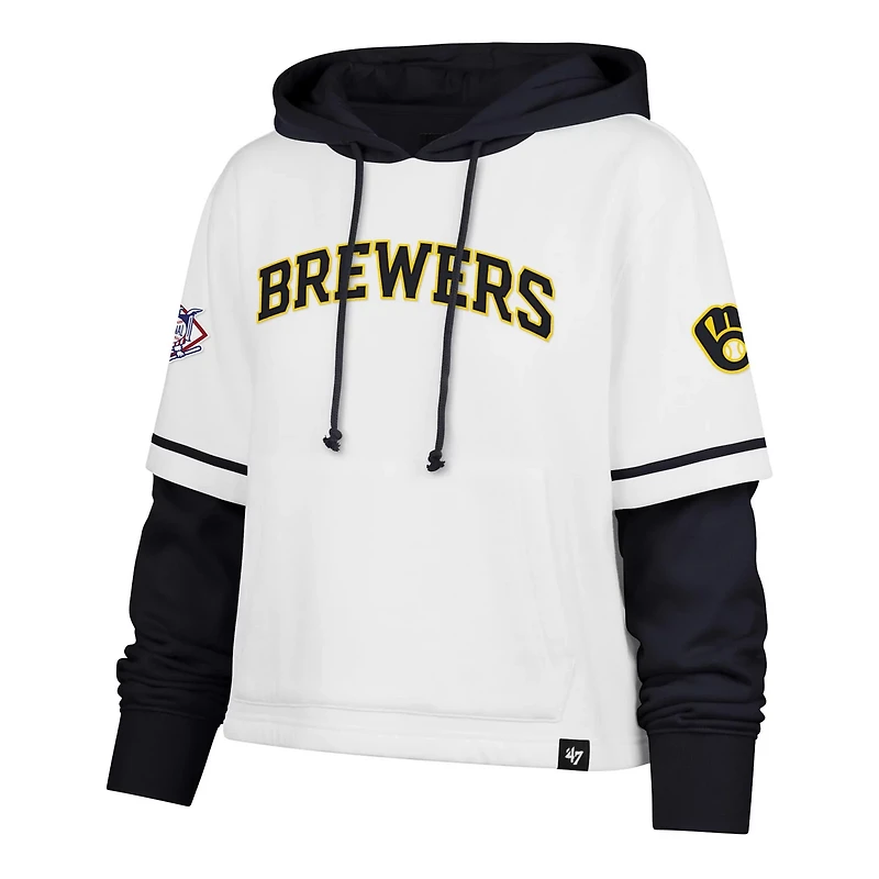 '47 Milwaukee Brewers Trifecta Shortstop Cropped Pullover Hoodie