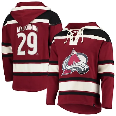 '47 Nathan MacKinnon Colorado Avalanche Player Name  Number Lacer Pullover Hoodie