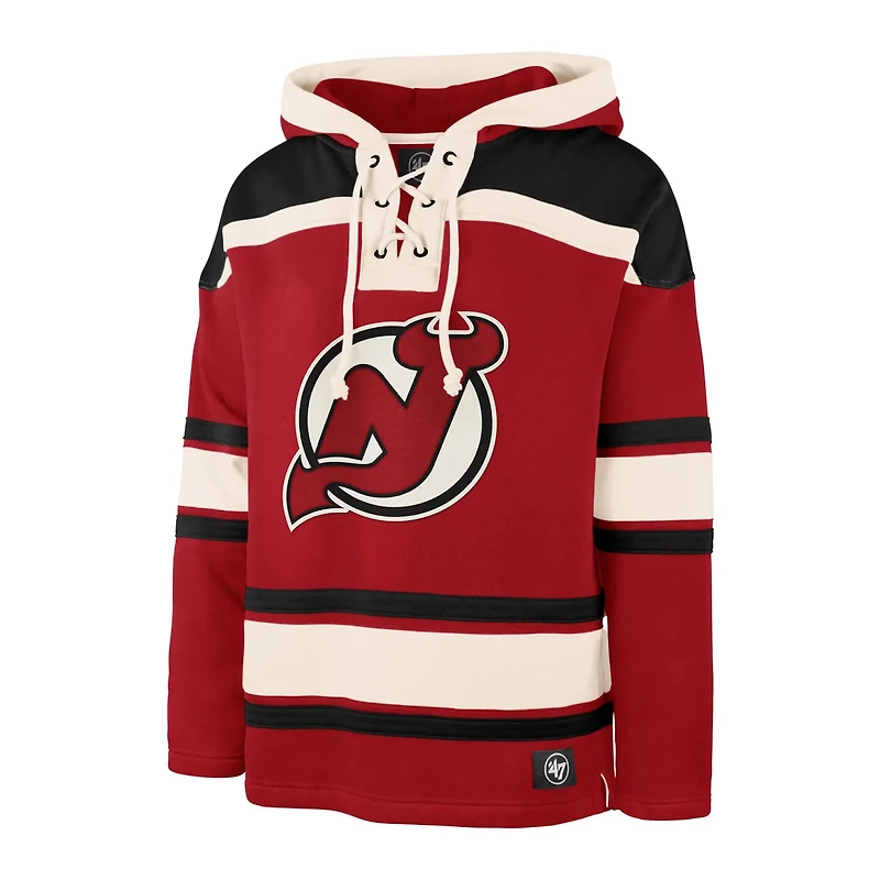 '47 Nico Hischier New Jersey Devils Player Name  Number Lacer Pullover Hoodie