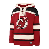 '47 Nico Hischier New Jersey Devils Player Name  Number Lacer Pullover Hoodie