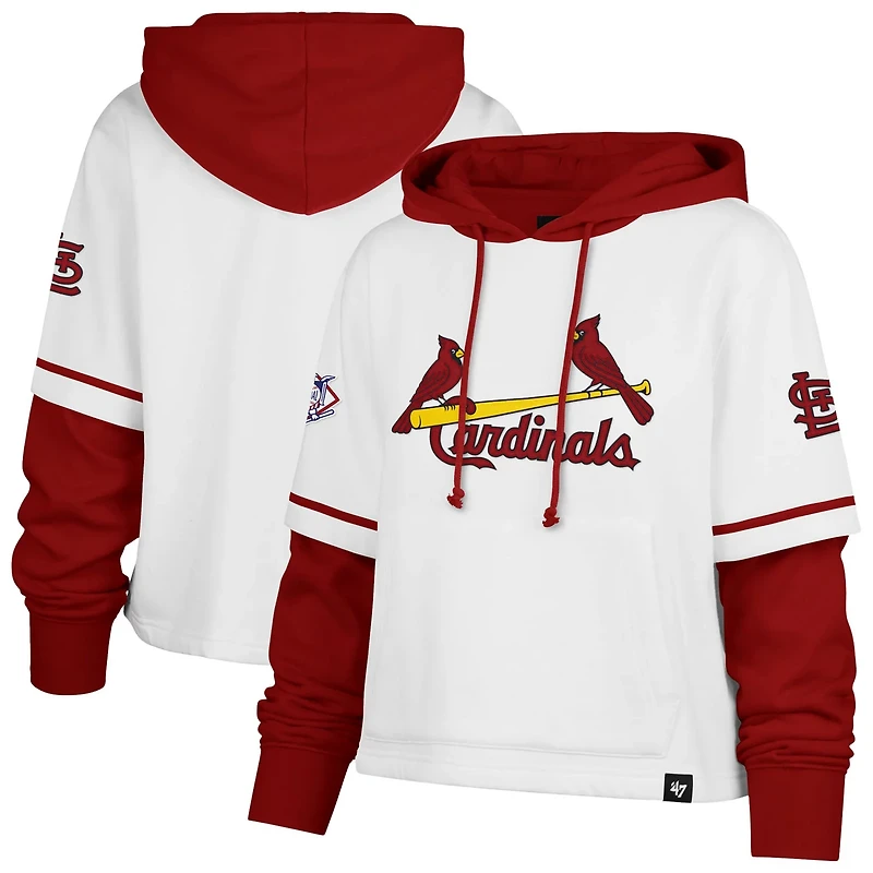 '47 St Louis Cardinals Trifecta Shortstop Cropped Pullover Hoodie