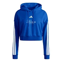 adidas Kansas Jayhawks Campus Queen Cropped Pullover Hoodie