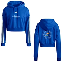 adidas Kansas Jayhawks Campus Queen Cropped Pullover Hoodie