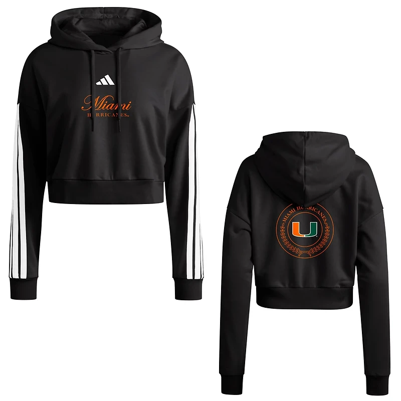 adidas Miami Hurricanes Campus Queen Cropped Pullover Hoodie