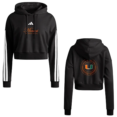 adidas Miami Hurricanes Campus Queen Cropped Pullover Hoodie