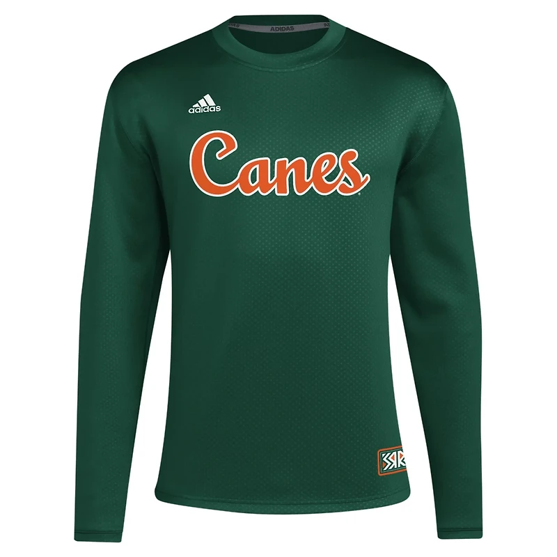 adidas Miami Hurricanes Reverse Retro Baseball Script Pullover Sweatshirt