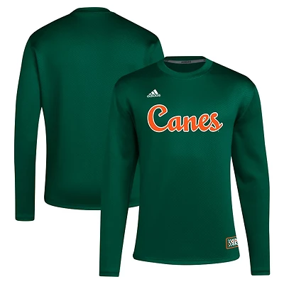 adidas Miami Hurricanes Reverse Retro Baseball Script Pullover Sweatshirt