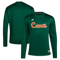 adidas Miami Hurricanes Reverse Retro Baseball Script Pullover Sweatshirt