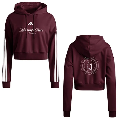 adidas Mississippi State Bulldogs Campus Queen Cropped Pullover Hoodie