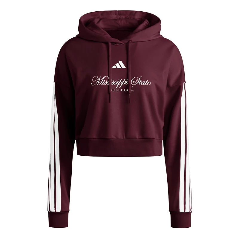 adidas Mississippi State Bulldogs Campus Queen Cropped Pullover Hoodie