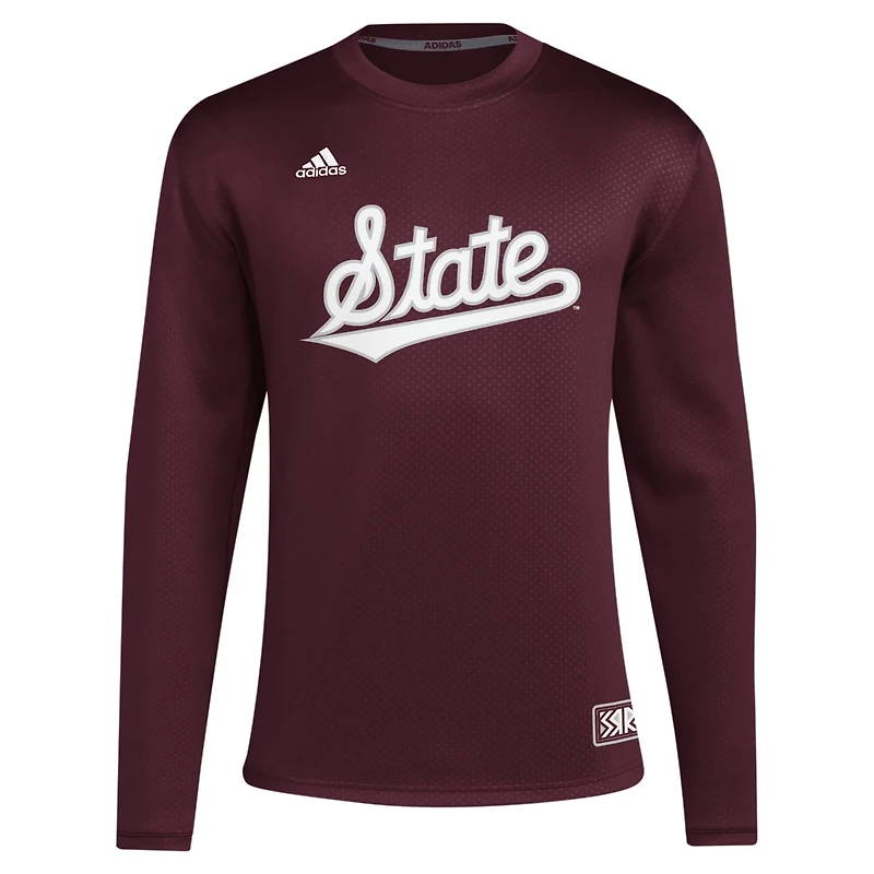 adidas Mississippi State Bulldogs Reverse Retro Baseball Script Pullover Sweatshirt