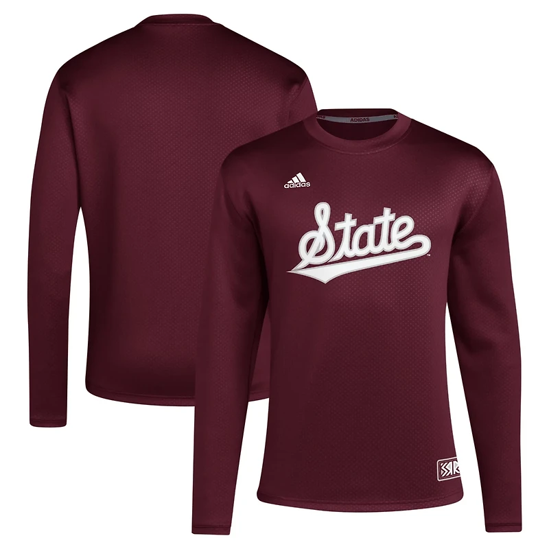 adidas Mississippi State Bulldogs Reverse Retro Baseball Script Pullover Sweatshirt
