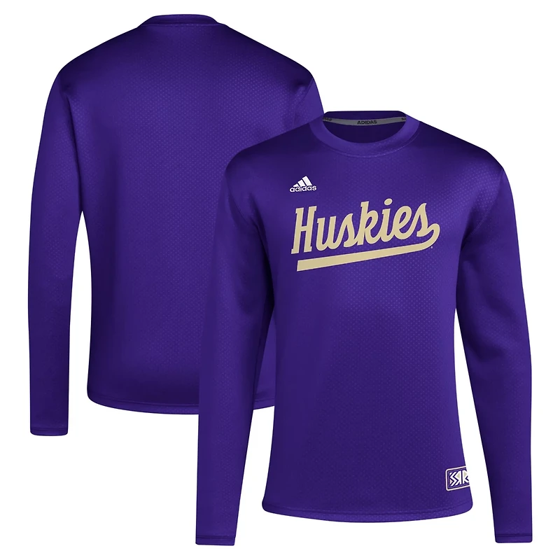 adidas Washington Huskies Reverse Retro Baseball Script Pullover Sweatshirt