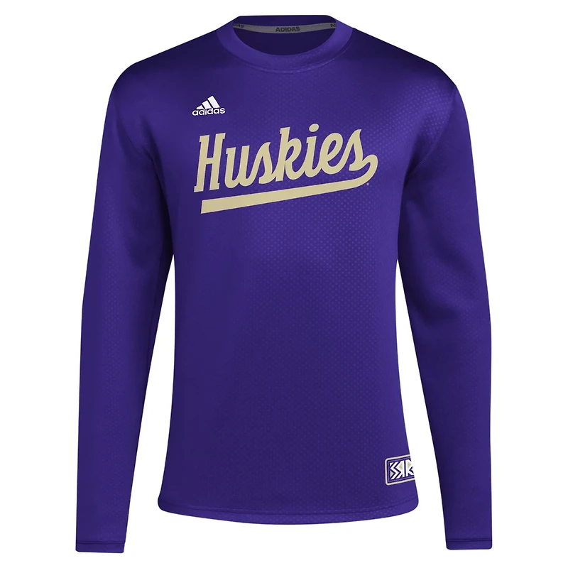 adidas Washington Huskies Reverse Retro Baseball Script Pullover Sweatshirt