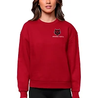 Antigua Arkansas State Red Wolves Logo Victory Crewneck Pullover Sweatshirt
