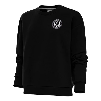 Antigua Atlanta United FC Brushed Metallic Logo Victory Crewneck Pullover Sweatshirt