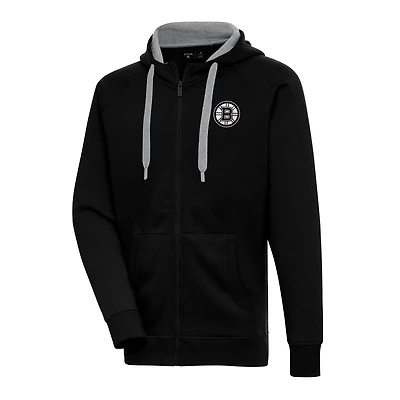 Antigua Boston Bruins Metallic Logo Victory Full-Zip Hoodie