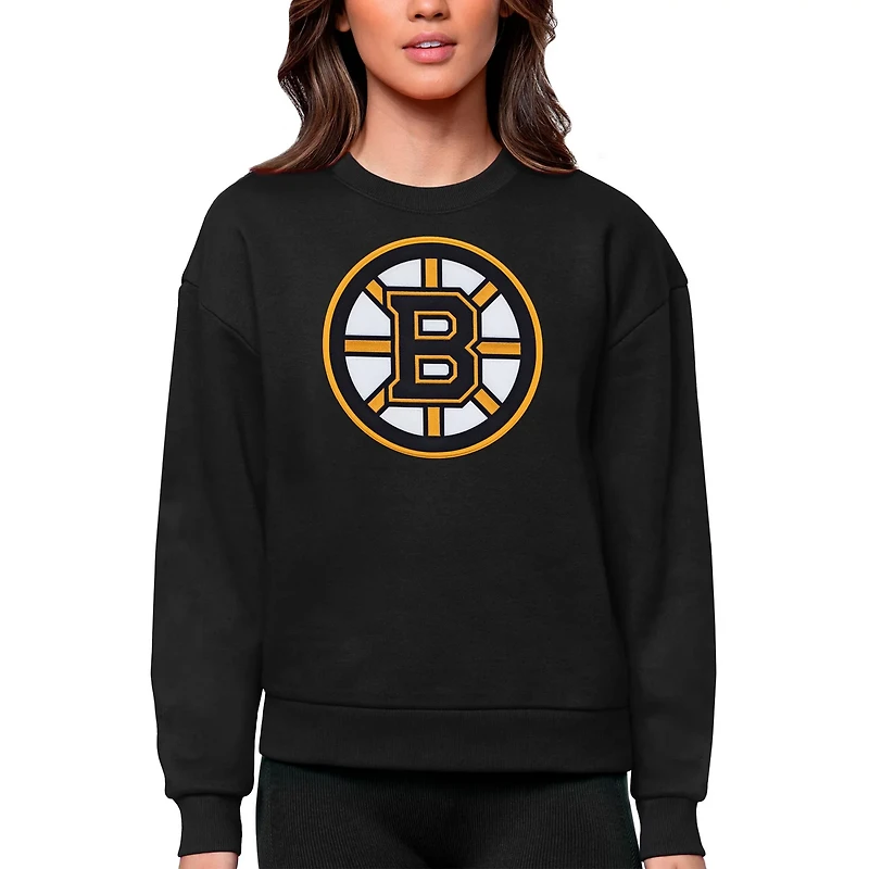 Antigua Boston Bruins Primary Logo Team Victory Crewneck Pullover Sweatshirt
