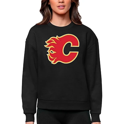 Antigua Calgary Flames Primary Logo Team Victory Crewneck Pullover Sweatshirt