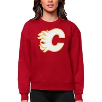 Antigua Calgary Flames Primary Logo Team Victory Crewneck Pullover Sweatshirt