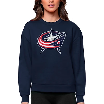 Antigua Columbus Blue Jackets Primary Logo Team Victory Crewneck Pullover Sweatshirt